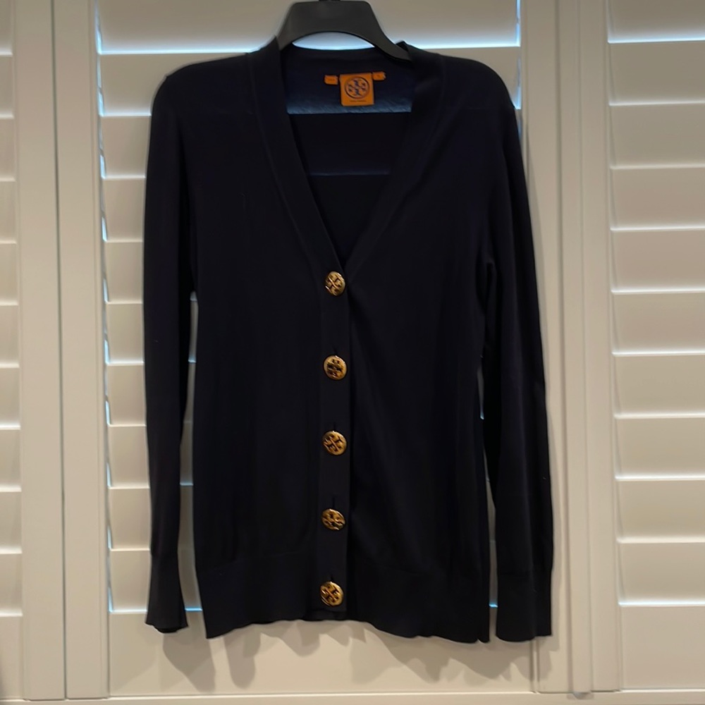 Tory Burch Navy Long Sleeve Cardigan with Good Buttons